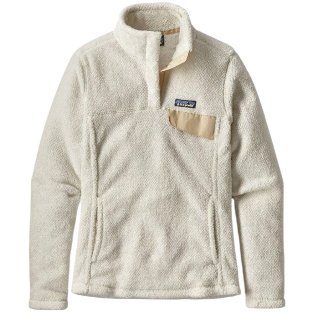 Patagonia Womens Vintage Re-Tool Snap-T Pullover Fleece Jacket White Beige Small